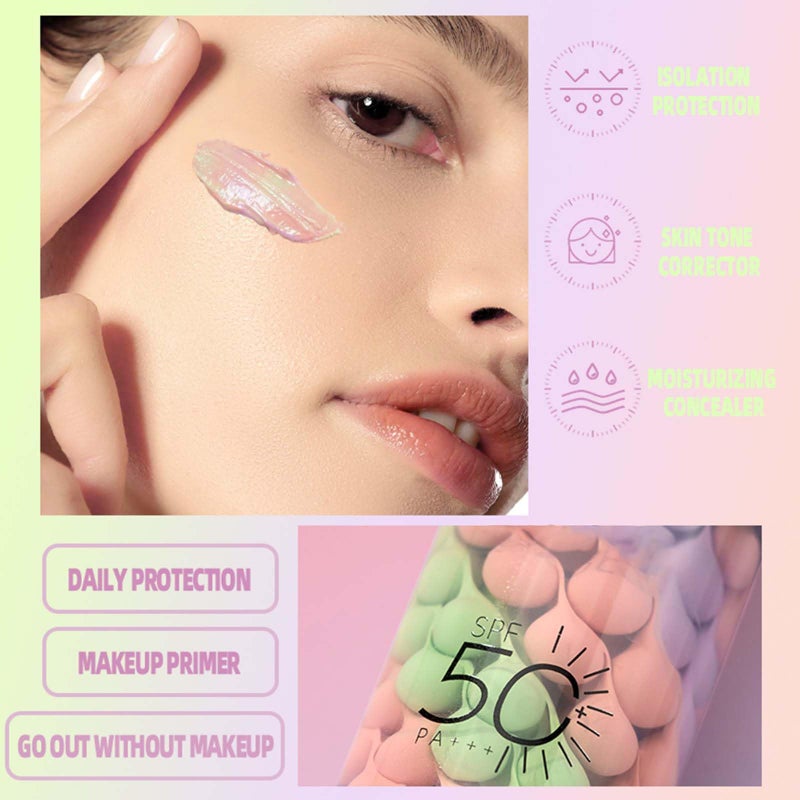 KTouler 2 Pack 3-In-1 Primer for Face Before Makeup,Hydrating One Step Color Corrector Face Primer,Tinted Sunscreen With SPF50+,Oil Control Waterproof Skin Tone Correcting and Brightening Sunscreen for Women - Image 3